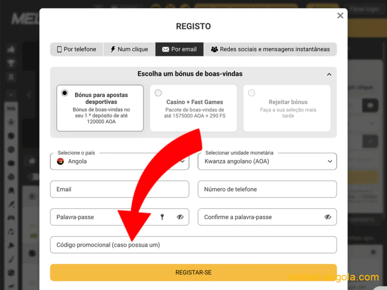 Insira o código promocional