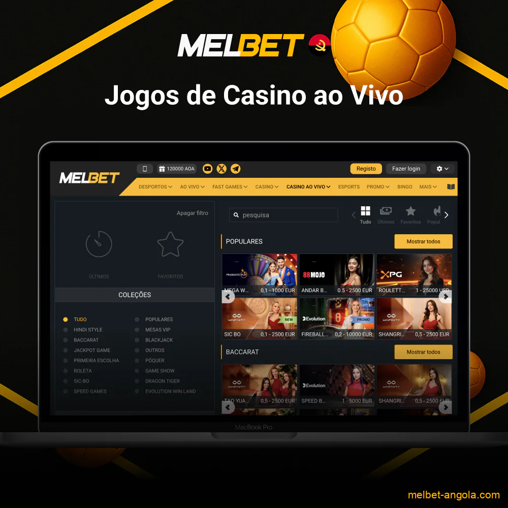 Jogos ao vivo Melbet com dealers reais