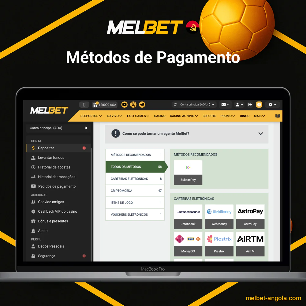 Métodos de pagamento Melbet Angola