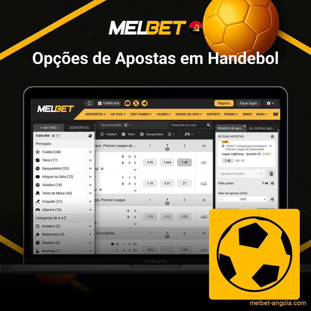 Apostas de handebol na Melbet