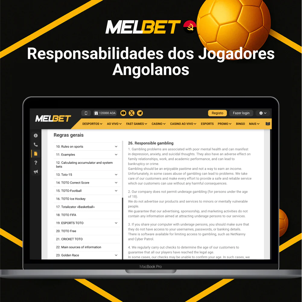 Responsabilidades dos usuários Melbet Angola